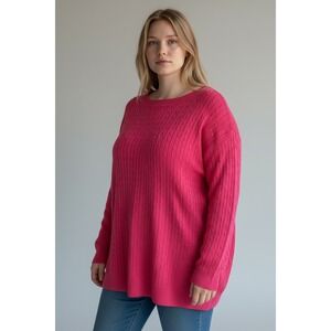 Joe Fresh Pink Plus Size 3X Cable Knit Crew Neck Sweater Women's Sweaters